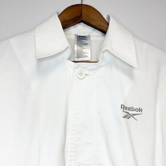 Reebok White Button Mesh Breathable Lightweight Jacket - Picture 2 of 8